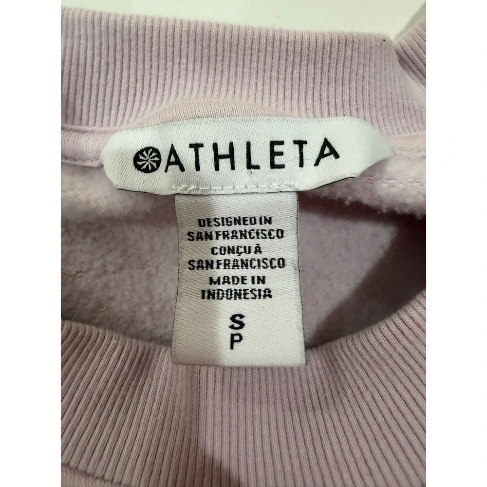 Athleta Coaster Luxe Sweatshirt Lavender Purple Cropped Pullover Fleece Size S - Picture 5 of 7